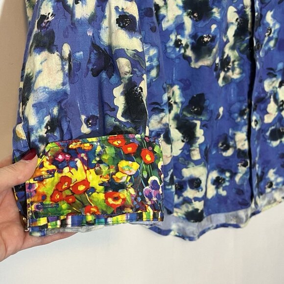 Robert Graham Shirt Mens Floral Cotton Size Medium Button Multicolor Classic Fit - Picture 5 of 14